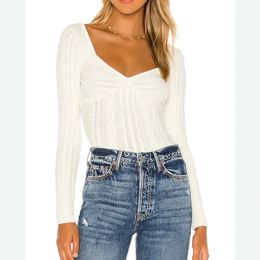 Majorelle fallone Cream Cable Knit Scoop Neck Sweater xs NWT